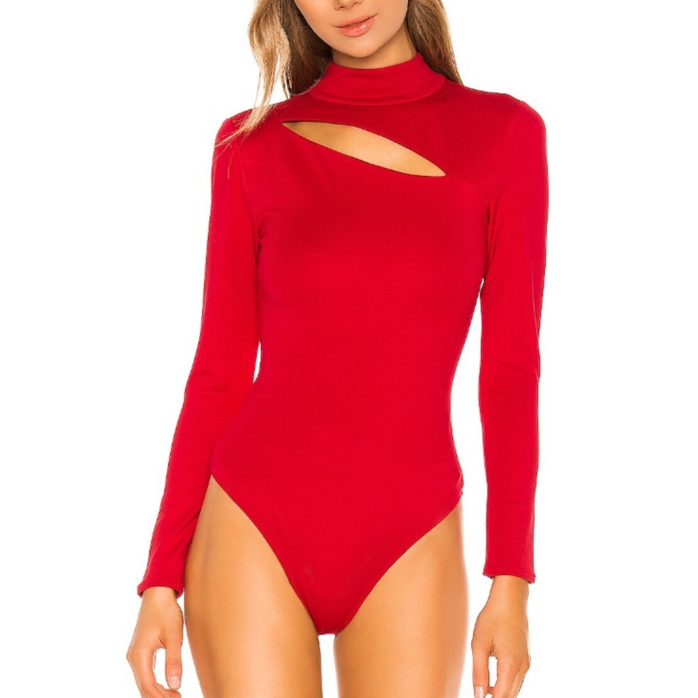NBD Brady Front Cut-Out Bodysuit RED sz Small NWT $148